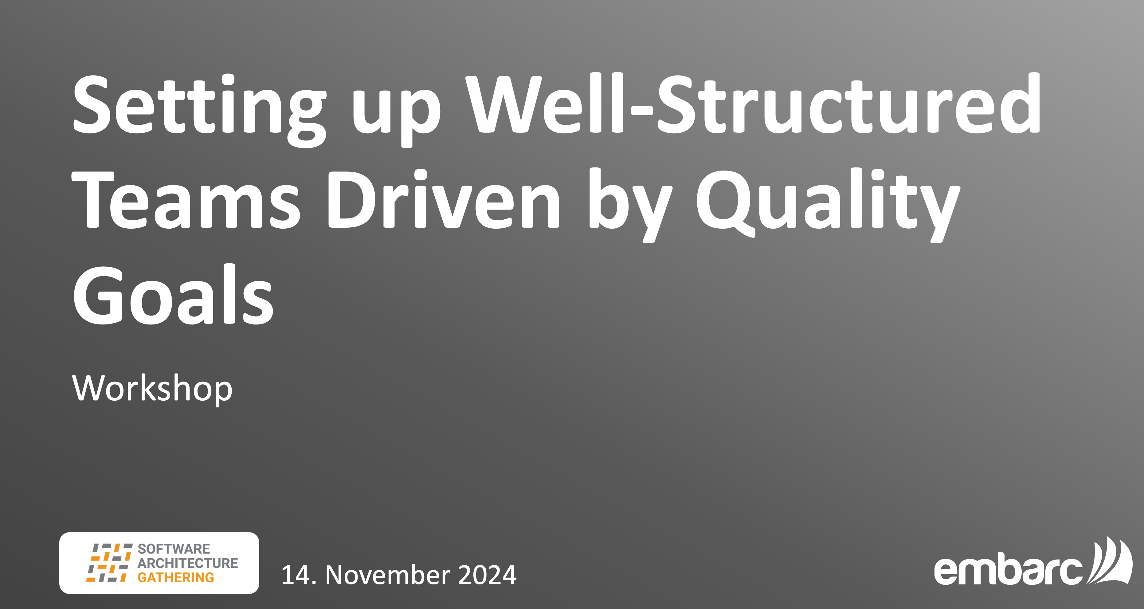 Setting up Well-Structured Teams Driven by Quality Goals